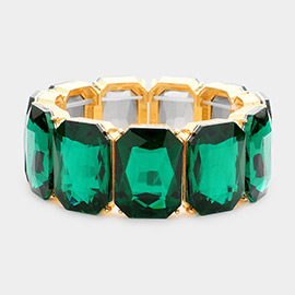 Emerald Cut Stone Stretch Evening Bracelet