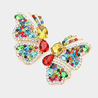 Multi Stone Embellished Butterfly Earrings