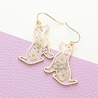DOG MOM Pressed Flower Clear Lucite Earrings