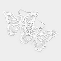 Cut Out Brass Metal Butterfly Dangle Earrings