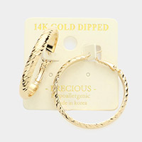 14K Gold Dipped Textured Metal Hoop Earrings