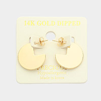 14K Gold Dipped Abstract Metal Round Earrings