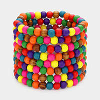 8PCS - Colorful Wood Stretch Bracelets