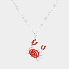 Rhinestone Embellished Crab Pendant Necklace