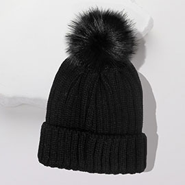 Cable Knit Pom Pom Beanie Hat