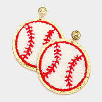 Felt Back knit Glittered Baseball Dangle Earrings