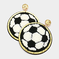 Felt Back knit Glittered Soccer Dangle Earrings