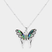 Abalone Butterfly Pendant Necklace