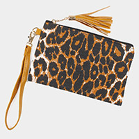 Leopard Patterned Wristlet Pouch Bag