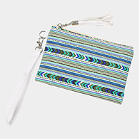 Aztec Patterned Wristlet Pouch Bag