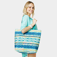 Ikat Patterned Beach Tote Bag