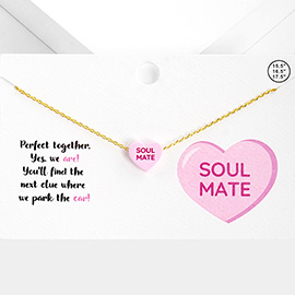 Soul Mate Message Heart Pendant Necklace