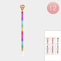 12PCS - Diamond Stone Rainbow Ball Pens
