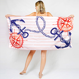 Anchor Rope Printed Beach Towel and Tote Bag