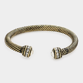 Stone Embellished Twisted Metal Cuff Bracelet