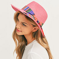 Serape Band Straw Panama Sun Hat