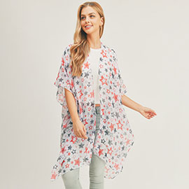 Star Patterned Cover Up Kimono Poncho