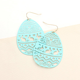 Cut Out Bunny Detailed Easter Egg Dangle Earrings