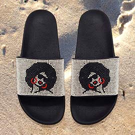 Bling Afro Girl Slide Sandal Slippers
