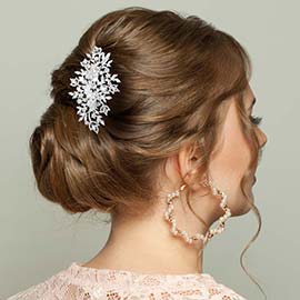 Marquise Round Stone Embellished Leaf Cluster Hair Comb