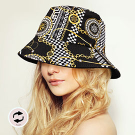 Reversible Chain Patterned Bucket Hat