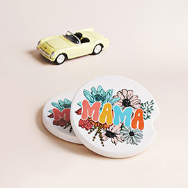 2PCS - Mama Message Flower Printed Car Coasters