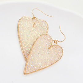 Druzy Heart Dangle Earrings