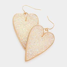 Druzy Heart Dangle Earrings