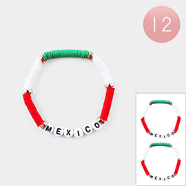 12PCS - Mexico Message Heishi Beaded Adjustable Bracelets