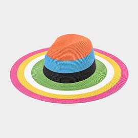 Color Block Panama Straw Sun Hat