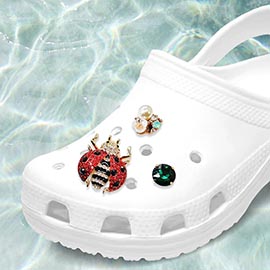 3PCS - Flower Pearl Ladybug Round Stone Shoes Deco Charms