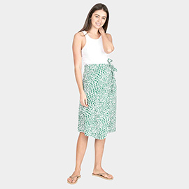Animal Patterned Beach Cover Up Midi Wrap Skirt