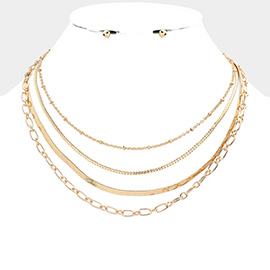 Metal Chain Multi Layered Bib Necklace