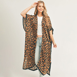 Leopard Patterned Cover Up Kimono Poncho