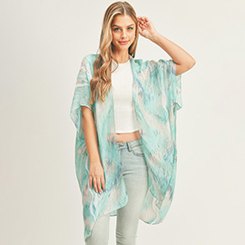 Abstract Patterned Cover Up Kimono Poncho
