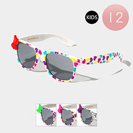 12PCS - Bow Pointed Heart Love Message Patterned Wayfarer Kids Sunglasses