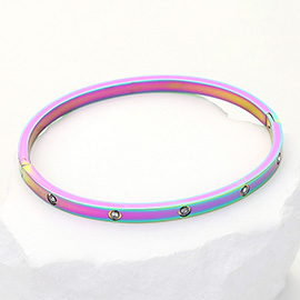 Stainless Steel Crystal Embellished Bangle Evening Bracelet