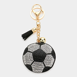 Bling Soccer Tassel Keychain
