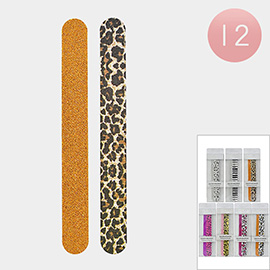 12 Set of 2 - Leopard Zebra Patterned Nail Files