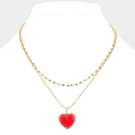 Heart Pendant Double Layered Necklace