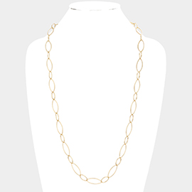 Open Metal Marquise Link Long Necklace