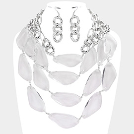 Abstract Lucite Bead Multi Layered Necklace