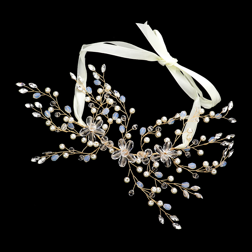 Flower Pearl Cluster Bun Wrap Headpiece / Necklace