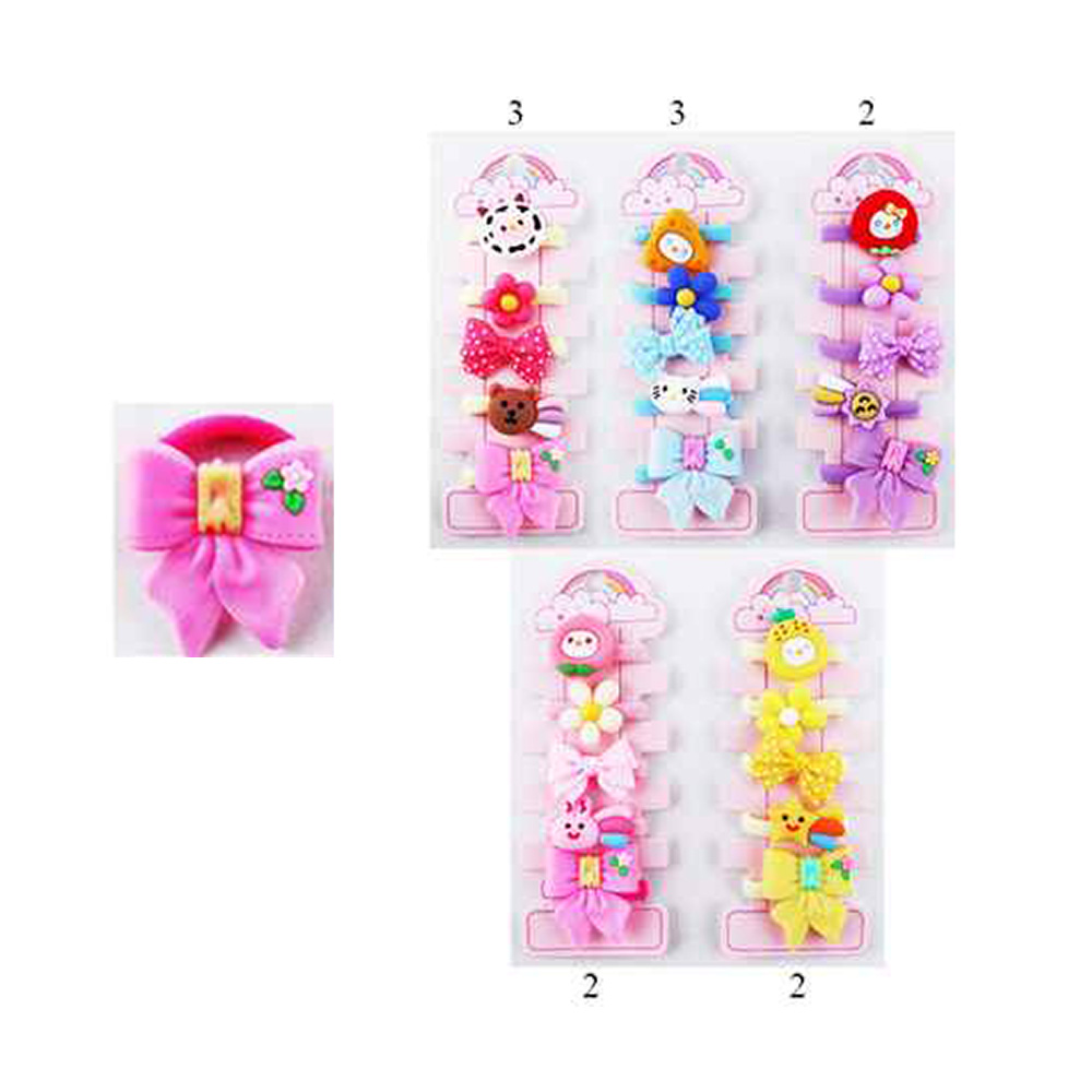 12 Set of 5 - Flower Bow Animal Star Fruits Hair Bands