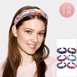 12PCS - Abstract Patterned Burnout Knot Headbands