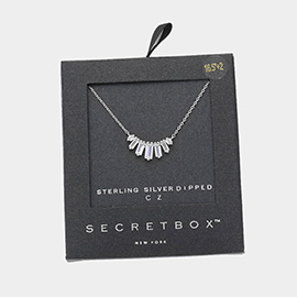 Secret Box _ Sterling Silver Dipped CZ Baguette Stone Pendant Necklace