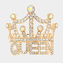 Queen Message Crown Hinged Evening Bracelet