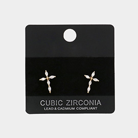 CZ Cross Stud Evening Earrings