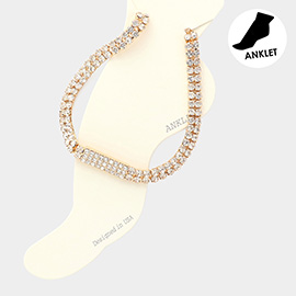 Rhinestone Rectangle Accented Evening Anklet