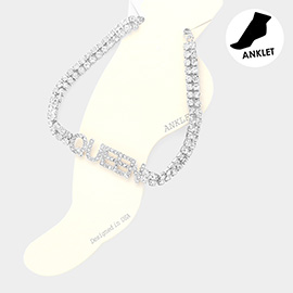 Queen Message Rhinestone Evening Anklet